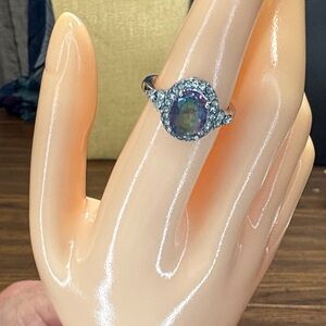 Iridescent Silver Tone Women's Ring